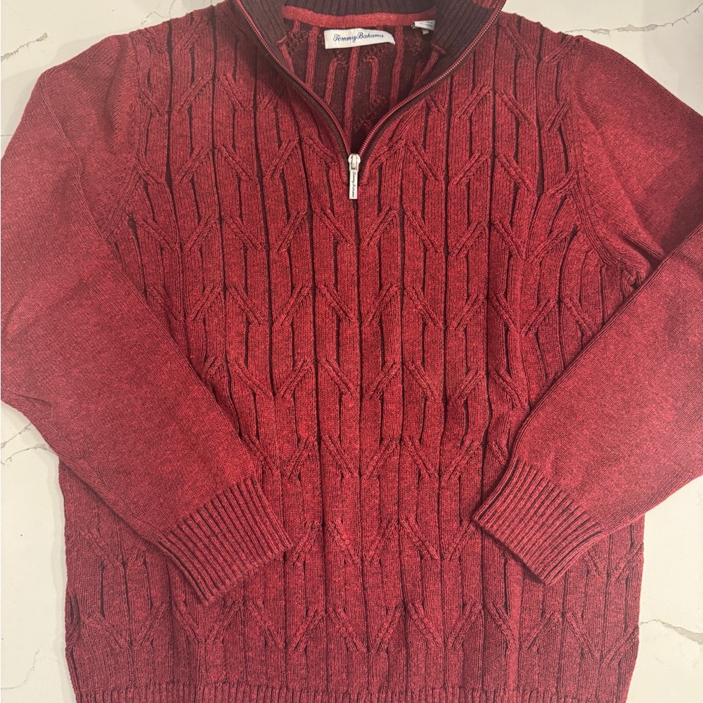 Tommy Bahama Red Zip-Up Sweater
